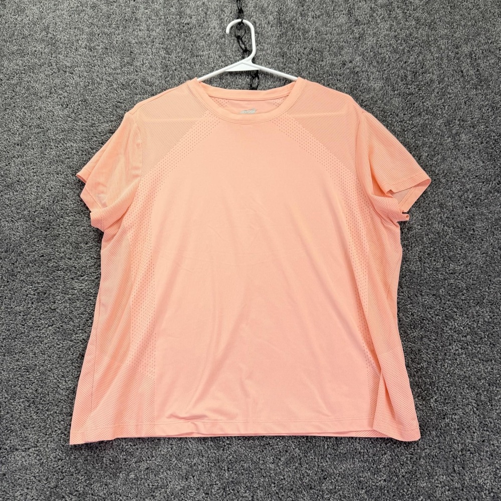 Avia Shirt Womens XL Pink Mesh Crew Neck Short Sleeve Athletic Running Top